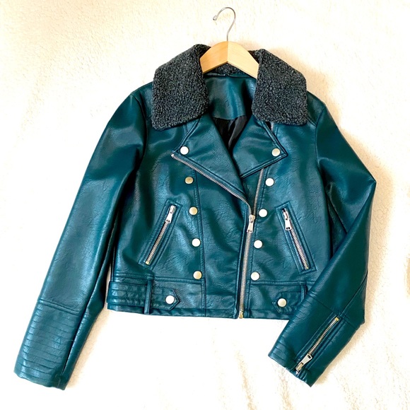 Jackets & Blazers - Sherpa Collar Moto Jacket